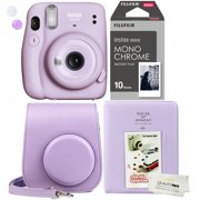 Fujifilm Instax Mini 11 Lilac Purple Instant Camera Plus Original Fuji Case, Photo Album and Fujifilm Character 10 Films (Monochrome)