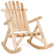Best Choice Products Rocking Wood Adirondack Chair Accent Furniture for Yard, Patio, Garden w/ Natural Finish