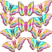 10 Pieces Butterfly Foil Balloons Butterfly Fairy Balloon Butterfly Birthday Helium Mylar Balloons Jumbo Balloons for Butterfly Theme Party Supplies Gender Reveal Wedding Birthday Decor 3 Colors