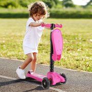 Kids Kick Scooter Folding Girls Boys Kick Scooter, Adjustable Height w/Extra-Wide Deck PU Flashing Wheels 3-in-1 Toddler Scooters Children Walkers for 2 to 8 Years old Onli