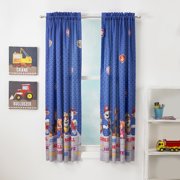 Kids Character Bedroom Microfiber Window Curtain Set, 2 Panels, 63" Length, Blue
