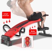 Upgrade Damping Sit Up Bench Multi-Function Foldable Supine Board Ab Bench w/ Adjustable Safety Pillow,Large Armrest,7 Movement Pattern Fitness Strength Training Home Office Gym
