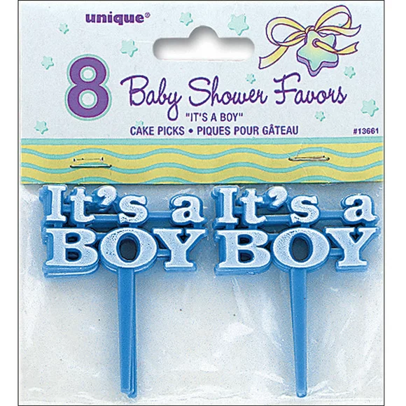 It's A Boy Baby Shower Cupcake Toppers, 2.5 in, Blue, 8ct