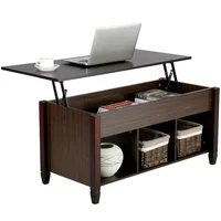 SmileMart Modern Wood Lift Top Coffee Table with 3 Storage Compartments, Espresso