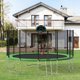 image 2 of 16ft Outdoor Trampoline with Safety Enclosure Net, Exercise Rebounder Trampoline with Basketball Hoop and Ladder for Kids and Adults, 16x16x9.2ft Green
