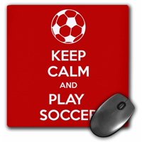 3dRose Keep calm and play soccer, Red, Mouse Pad, 8 by 8 inches