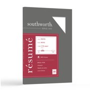 Southworth 100% Cotton Resume Paper, 8.5 x 11", 24 lb., Wove Finish, White, 100 Sheets