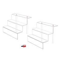 2 Pack- 3 Tiered Acrylic Riser Display Shelf for Amiibo Funko POP Figures, Cupcakes Stand, Food Display Stand, Cabinet, Countertops - 3-Tier, Clear (9" x 6'', 2 Sets)