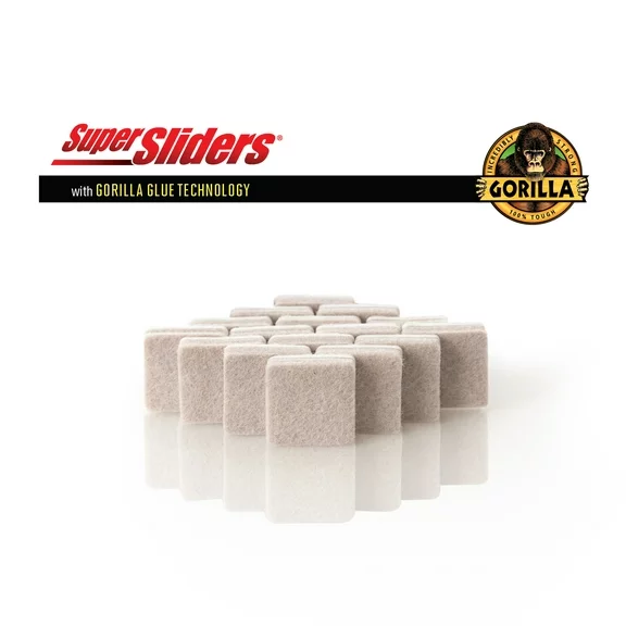 Super Sliders Super Sliders x Gorilla Glue 1" Square Felt Pads for Hardwood, Beige (16 Pack)