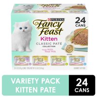(24 Pack) Fancy Feast Grain Free Pate Wet Kitten Food Variety Pack, Kitten Classic Pate Collection, 4 flavors, 3 oz. Boxes