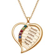 Personalized Planet Personalized Mother's Family Birthstone and Names Heart Necklace, 18"