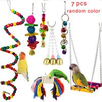 Bird Parrot Toys,7 Packs Beaks Metal Rope Small Parrot Cage Bird Toys