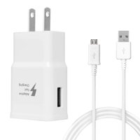 Samsung Galaxy Tab A 9.7 Adaptive Fast Charger Micro USB 2.0 Charging Kit [1 Wall Charger + 5 FT Micro USB Cable] Dual voltages for up to 60% Faster Charging! White