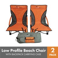 Chill Time Low Profile Foldable Beach Chair Pack of 2 with Backpack Carrying Case