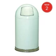 Witt Industries Dome Top Steel Trash Receptacle in White with Galvanized Liner (10 gal.) (Pack of 2)