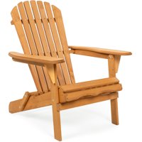 Best Choice Products Folding Wood Adirondack Chair Accent Furniture for Yard, Patio, Garden w/ Natural Finish - Brown