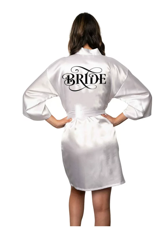 Bridal Party Robes w Bride, Bridesmaid, Maid of Honor & Flower Girl Prints, Toddler-4XL Size, Satin Getting Ready Robes