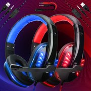 3.5mm Gaming Headset Mic LED Headphones Stereo Surround For PC PS4 Xbox ONE iPad Red)