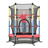 Zimtown 55" inch Mini Trampoline Workout - Kids Youth Jumping Round Rebounder Trampoline, with Safety Pad Enclosure Combo,  for Indoor / Outdoor Exercise Fitness
