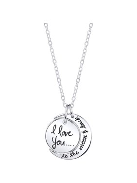 Little Luxuries Women's Sterling Silver "I Love You to the Moon & Back" Pendant Necklace, 18"