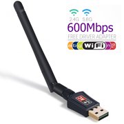 600Mbps Dual Band 5GHz/2.4GHz WIFI Adapter USB WiFi Network Dongle 802.11ac Wireless Network Adapter w/ 5dBi Antenna fits for PC Laptop with Windows 10/8/8.1/7/XP/2000/Vista, Mac OS X, Linux