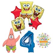 spongebob squarepants 4th birthday party supplies and balloon bouquet decorations