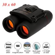 30x60 Day Night Vision Binoculars Mini Pocket Binoculars Folding Waterproof Small Telescope with Carry Bag for Kids Adults Outdoor Travel Hiking Sightseeing