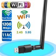 USB Wifi Adapter AC1200 USB 3.0 Dual Band 2.4G/5G Mini 802.11ac Wireless Network Adapter Wi-Fi Dongle with 5dBi Antenna for Laptop Destop Windows XP/Vista/7/8/10 Mac OS X 10.4-10.14.1