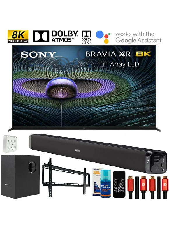 Sony XR75Z9J 75 inch Z9J Bravia XR Master Series 8K LED HDR Smart TV Bundle with Deco Gear Home Theater Soundbar