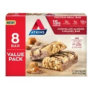 Atkins Protein-Rich Meal Bar, Chocolate Almond Caramel, Keto Friendly, 8 Count