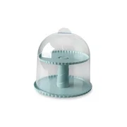 Nordic Ware 2-Tiered Dessert Stand with Dome Lid, BPA-free and Melamine Free Plastic, 10 Year Warranty, 10.13" X 10.13" X 5.38"