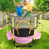SUNYUAN Kids Trampoline, 5TF Mini Trampoline for Kids with Enclosure Net and Safety Pad, Heavy Duty Frame Round Trampoline with Built-in Zipper for Indoor Outdoor