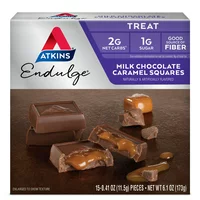 Atkins Endulge Treat, Milk Chocolate Caramel Squares, Keto Friendly, 15 Count