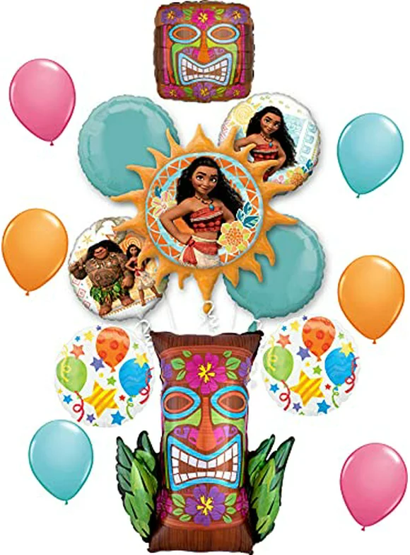 Moana Party Supplies Tiki Time Birthday Balloon Bouquet Decorations