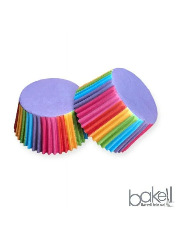 Rainbow Striped Standard Size Cupcake Wrappers & Liners | 25 PC Set