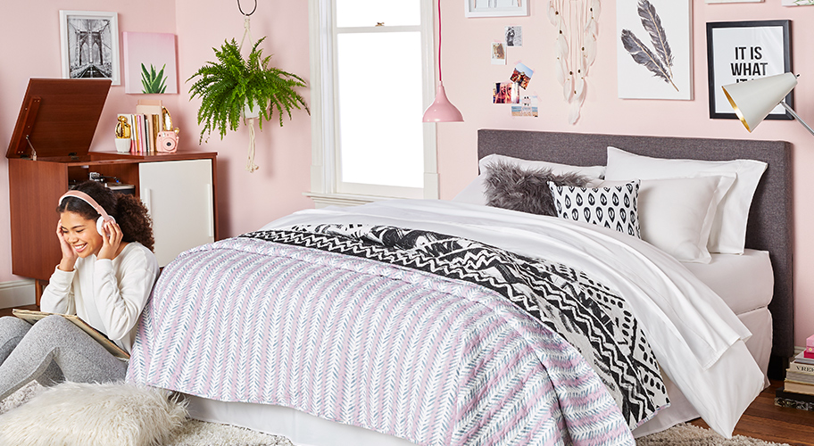 A Rosy Retreat. However choosy your teen may be, they’ll love a room that’s on-trend & comfy with pink hues, cozy details & a cool wall gallery.
