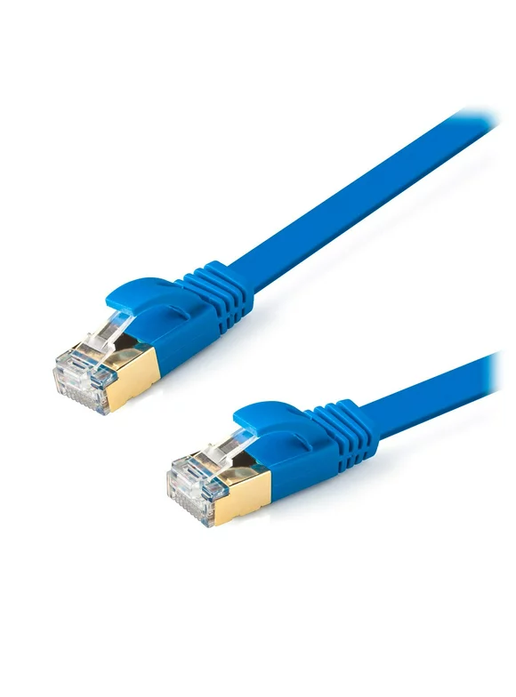 100' FT Feet Ethernet Network Patch Cat6 Cable for Xbox  PC  Modem  PS4  PS3  Router (100ft) - Flat Blue