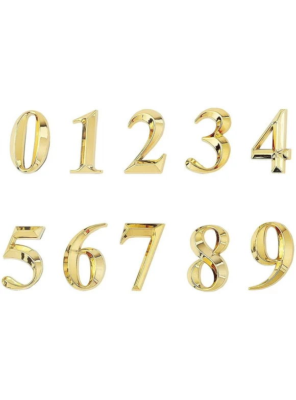 2 Inch House Numbers 3D self Adhesive Door Address Stickers Plaques Home Mailbox Signs for Outside Pack 0 to 9 (Gold)