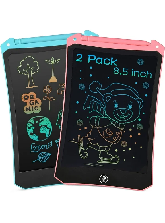 2 Pack LCD Writing Tablet, 8.5 inch Reusable Drawing Pad for Kids, Colourful Screen Drawing Tablet Doodle Board w/ Stylus Pen, Toy for 3 4 5 6 7 8 Years Old Kids, Christmas Gifts for Kids and Adults