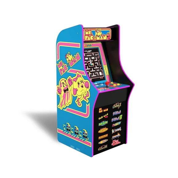 Arcade1Up Ms. PAC-MAN Classic Arcade Game, built for your home, 4-foot-tall stand-up cabinet, 14 classic games, and 17-inch screen