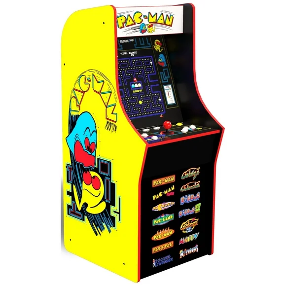 Arcade1Up PAC-MAN Classic Arcade Game, built for your home, 4 feet tall stand-up cabinet, 14 classic games, and 17-inch screen