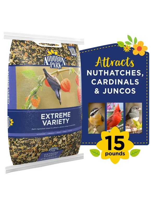 Audubon Park Extreme Variety Wild Bird Food, Dry, 15 lbs., 1 Count per Pack
