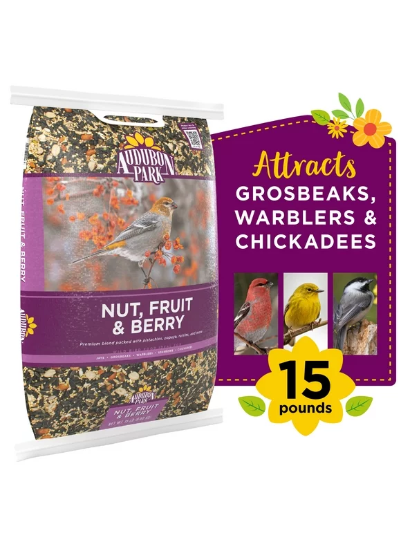 Audubon Park Nut, Fruit & Berry Wild Bird Food, Dry, 1 Count per Pack, 15 lbs.