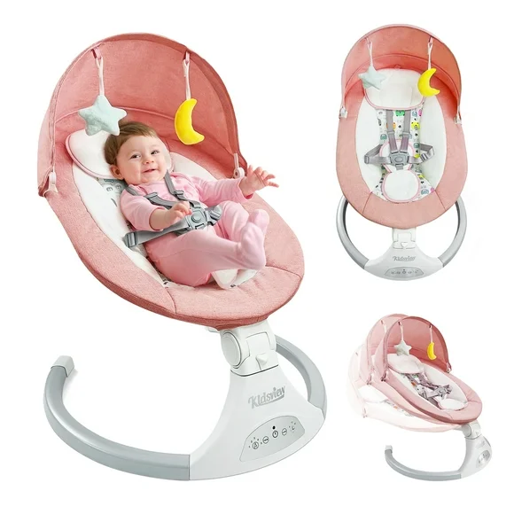 Baby Swing for Infants | Electric Swing for Babies,Portable Swing for Baby Boy Girl, Infant Swing with Remote Control, 5 Speeds,3 Seat Positions,12 Music and Bluetooth,Aluminum