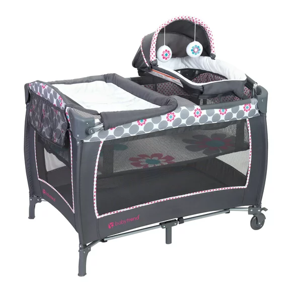 Baby Trend Lil Snooze Deluxe II Nursery Center Playard Travel Bag - Daisy Dots Pink