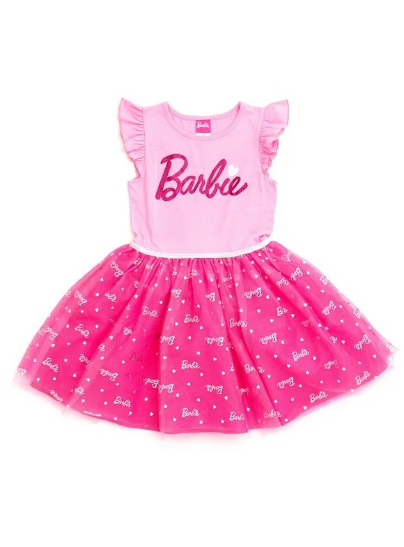 Barbie Little Girls Tulle Dress Little Kid to Big Kid