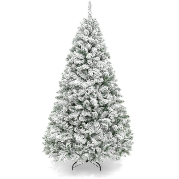 Best Choice Products 6ft Snow Flocked Christmas Tree, Premium Holiday Pine Branches, Foldable Metal Base