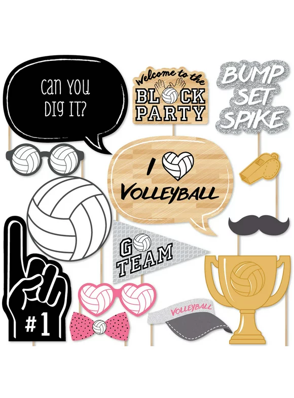 Big Dot of Happiness Bump, Set, Spike - Volleyball - Photo Booth Props Kit - 20 Count