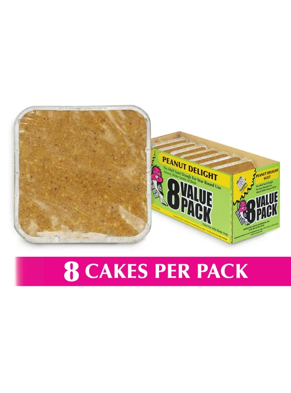 C&S Peanut Delight Value Pack, 8 Suet Cakes, Fresh Wild Bird Food,