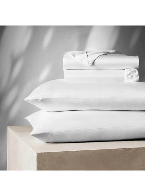 Color Sense 1200 Thread Count Luxury Cotton Blend Wrinkle Resistant Sheet Set Full White